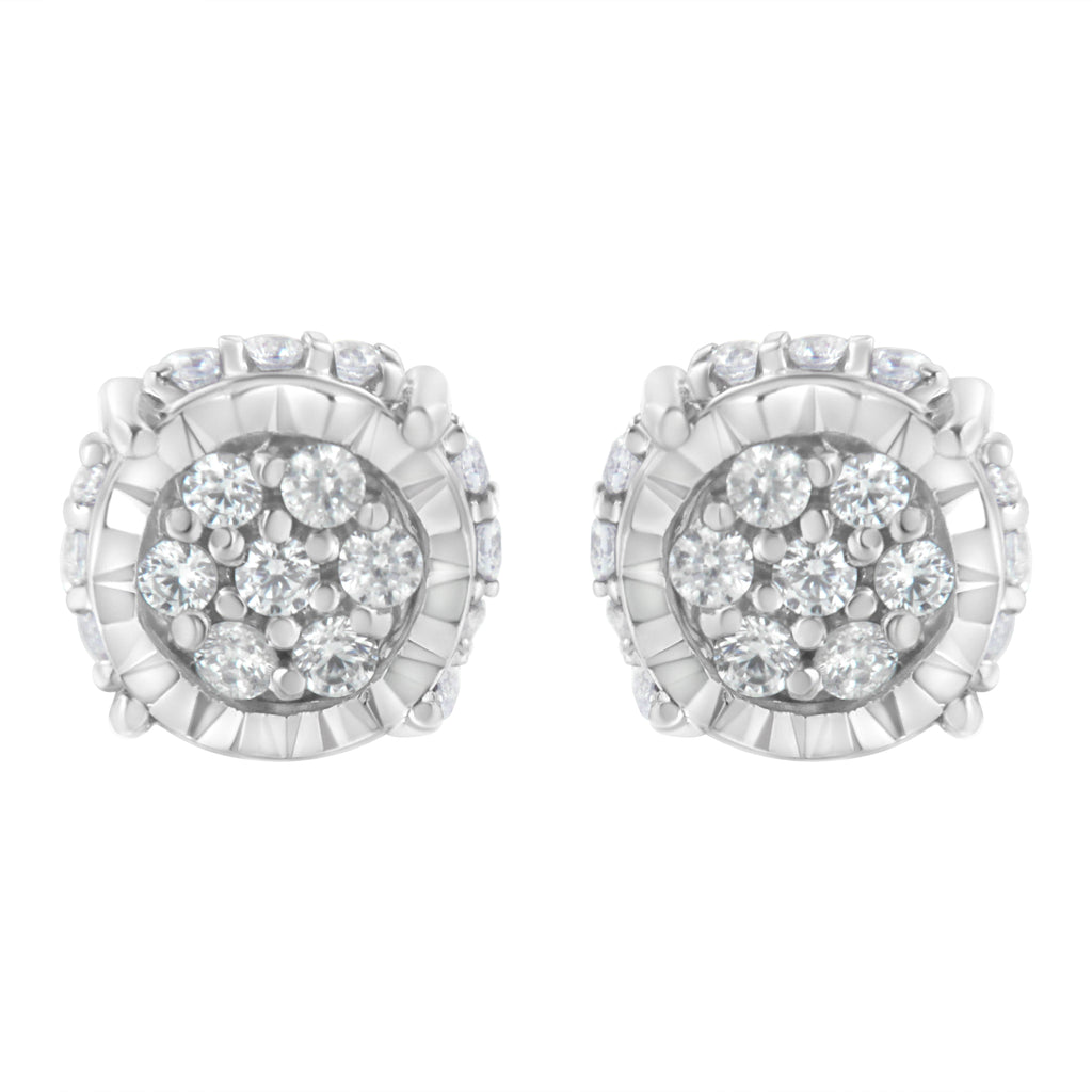 .925 Sterling Silver 1/3 cttw Round-cut Diamond Floral Stud Earring (I-J Clarity, I3 Color)