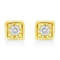 10K Yellow Gold Plated .925 Sterling Silver 1/10 Cttw Miracle-Set Diamond Circle Shape Stud Earrings (K-L Color, I2-I3 Clarity)