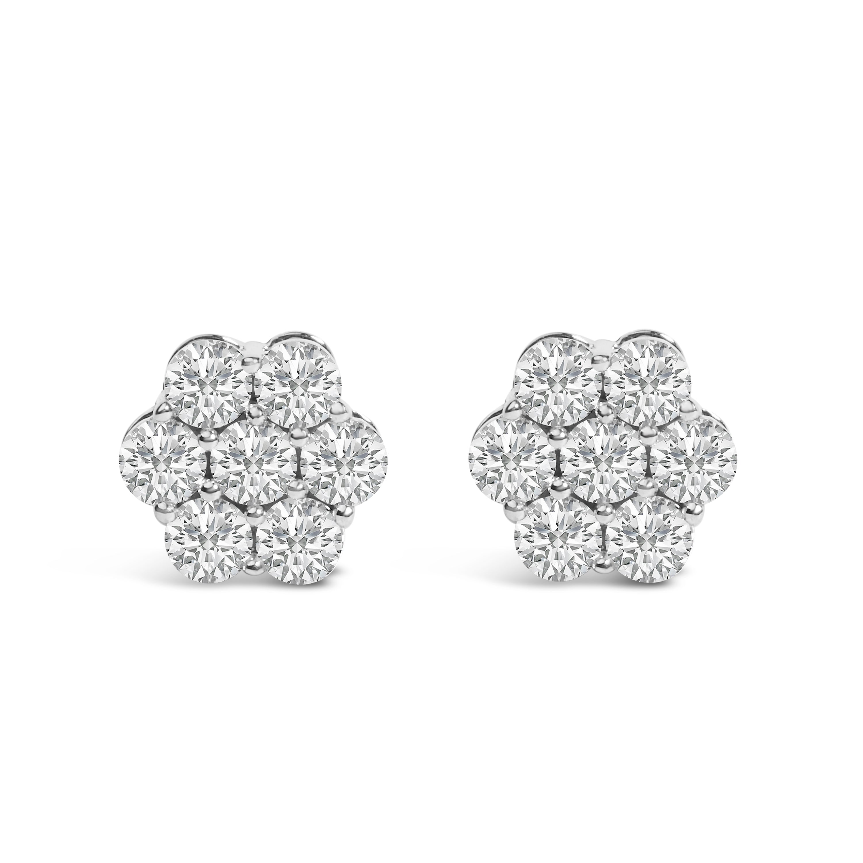 14KT White Gold 1 cttw Diamond Composite Stud Earrings (I-J, SI2-I1)