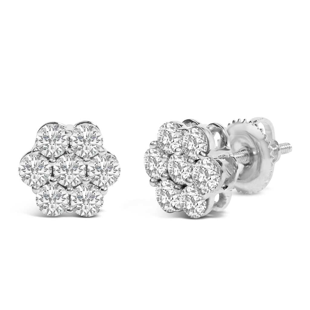 14KT White Gold 1 cttw Diamond Composite Stud Earrings (I-J, SI2-I1)