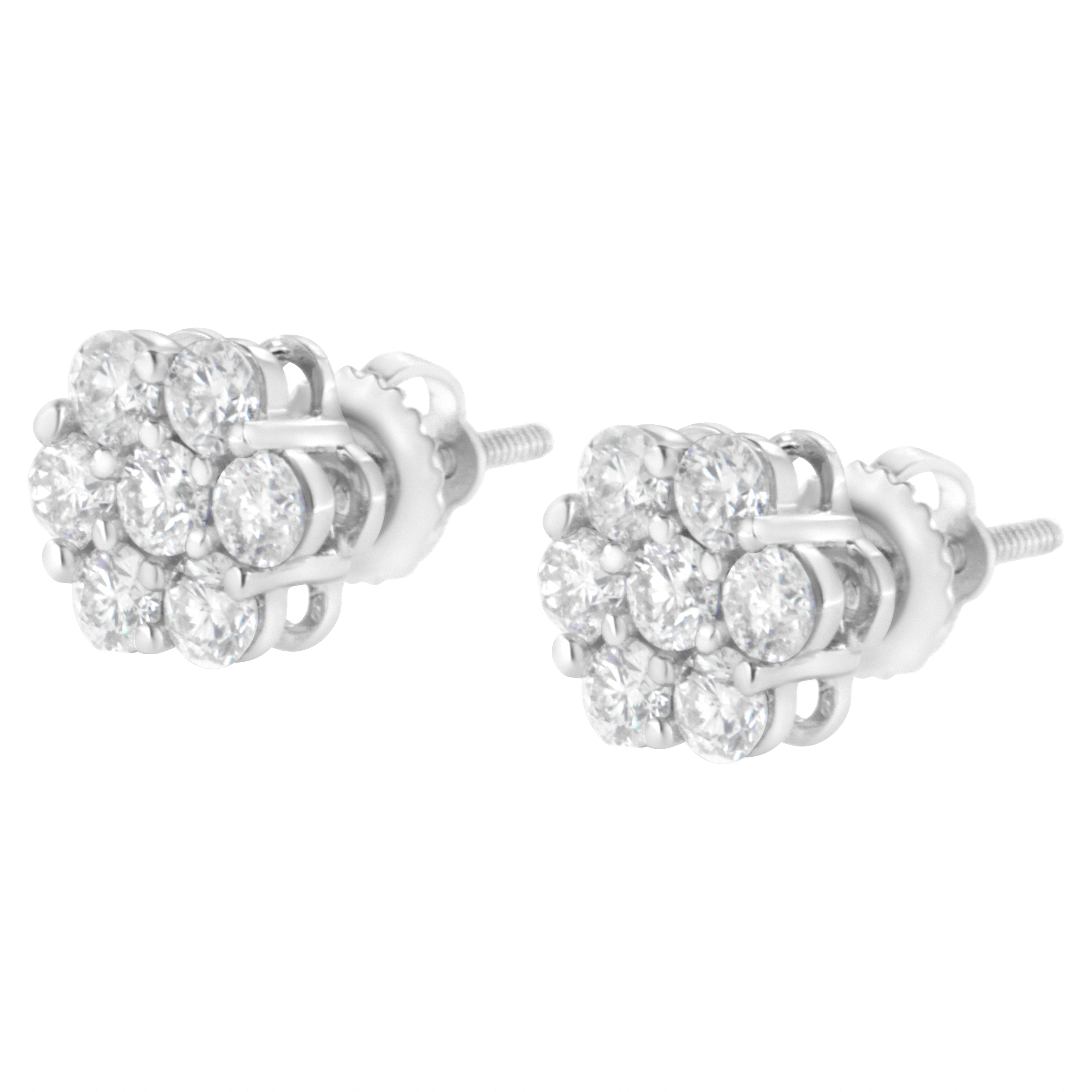 14KT White Gold 1 cttw Diamond Composite Stud Earrings (I-J, SI2-I1)