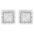10K White Gold 1/2 cttw Invisible Set Princess-Cut Diamond Square Stud Earring (I-J Color, I1-I2 Clarity)
