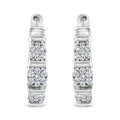 .925 Sterling Silver 1/2 Cttw Lab Grown Round Diamond Floral Cluster Hoop Earrings (F-G Color, SI1-SI2 Clarity)
