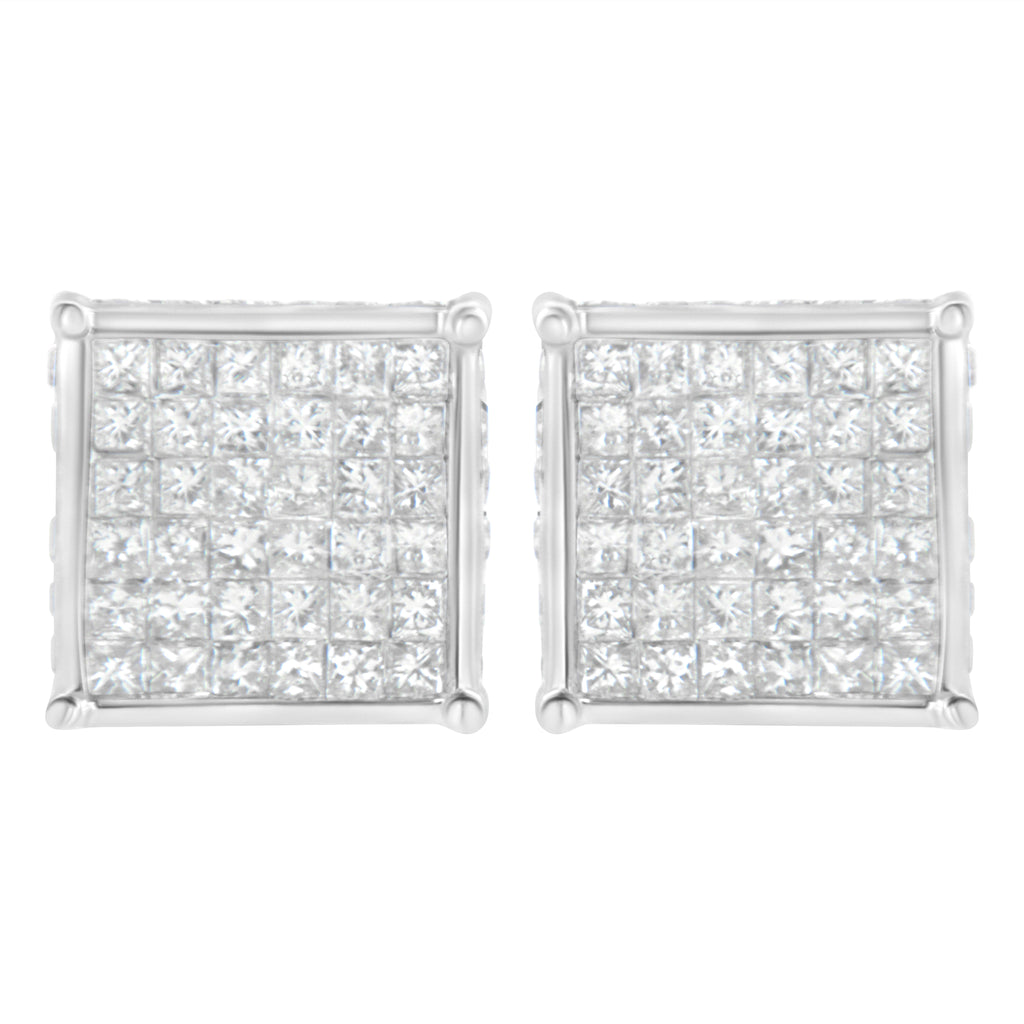 10K White Gold 2ct TDW Princess-Cut Composite Diamond Stud Earring (I-J ,I2-I3)