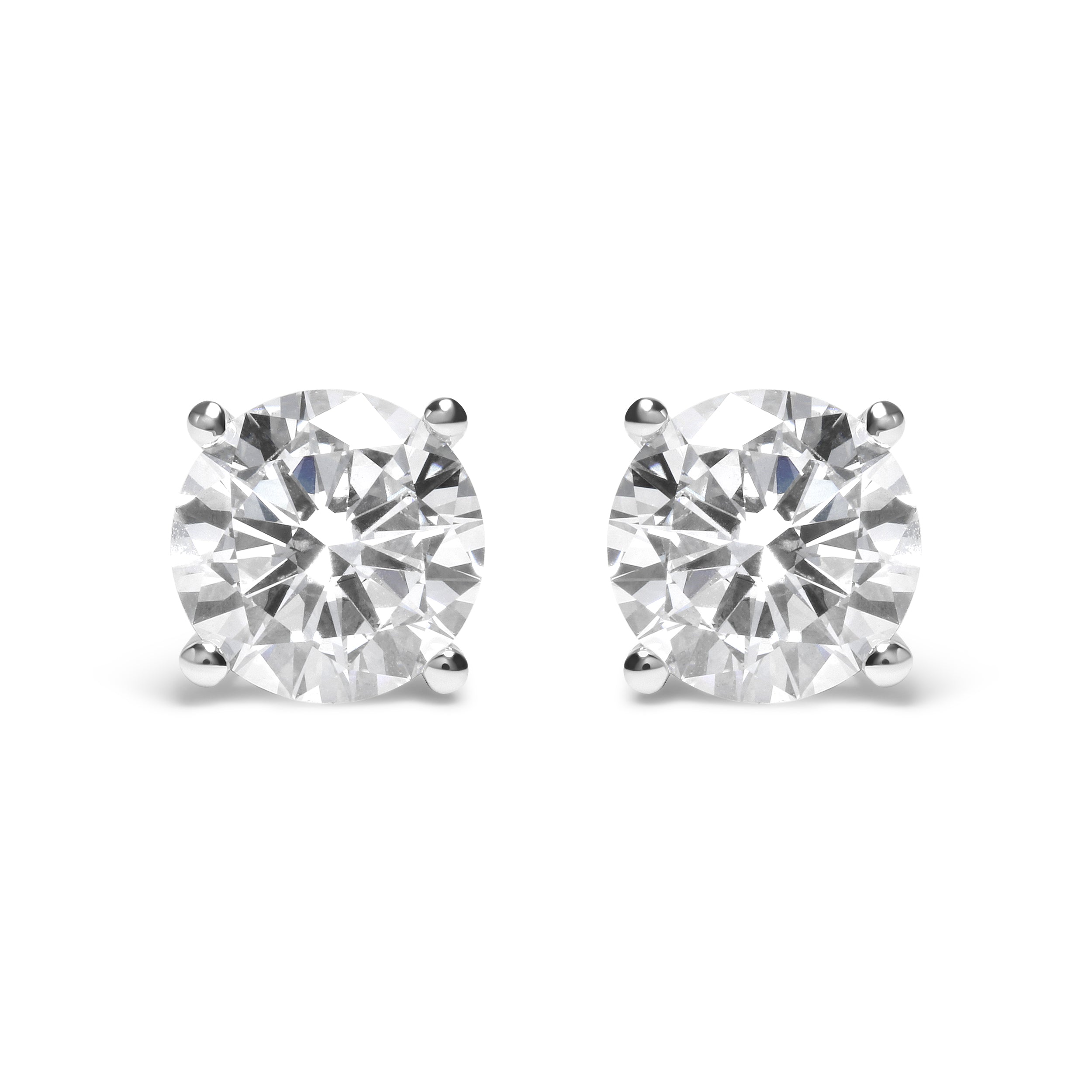IGI Certified 14K White Gold 5.00 Cttw Round Brilliant-Cut Lab Grown Diamond Classic 4-Prong Stud Earrings with Screw Backs (F-G Color, SI1 Clarity)