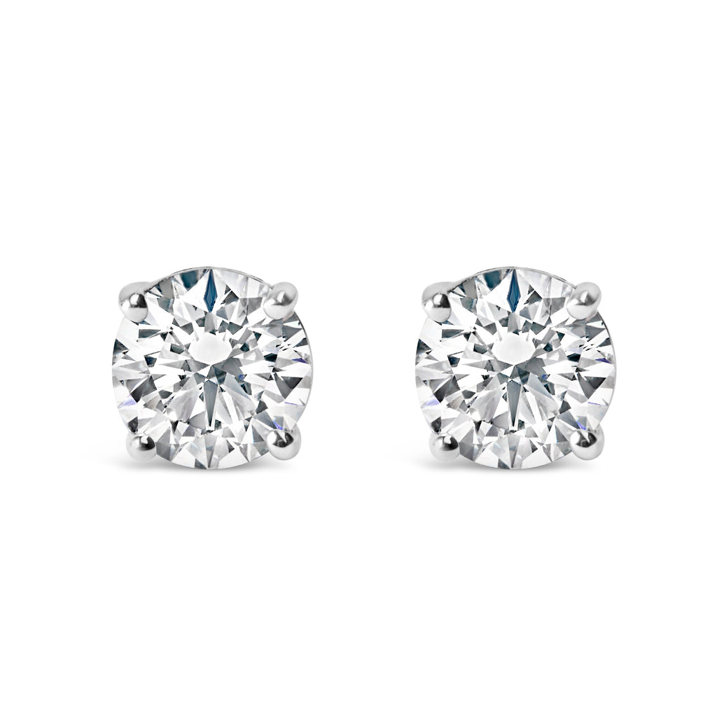 14K White Gold 3.0 Cttw Lab Grown Diamond Solitaire Stud Earrings