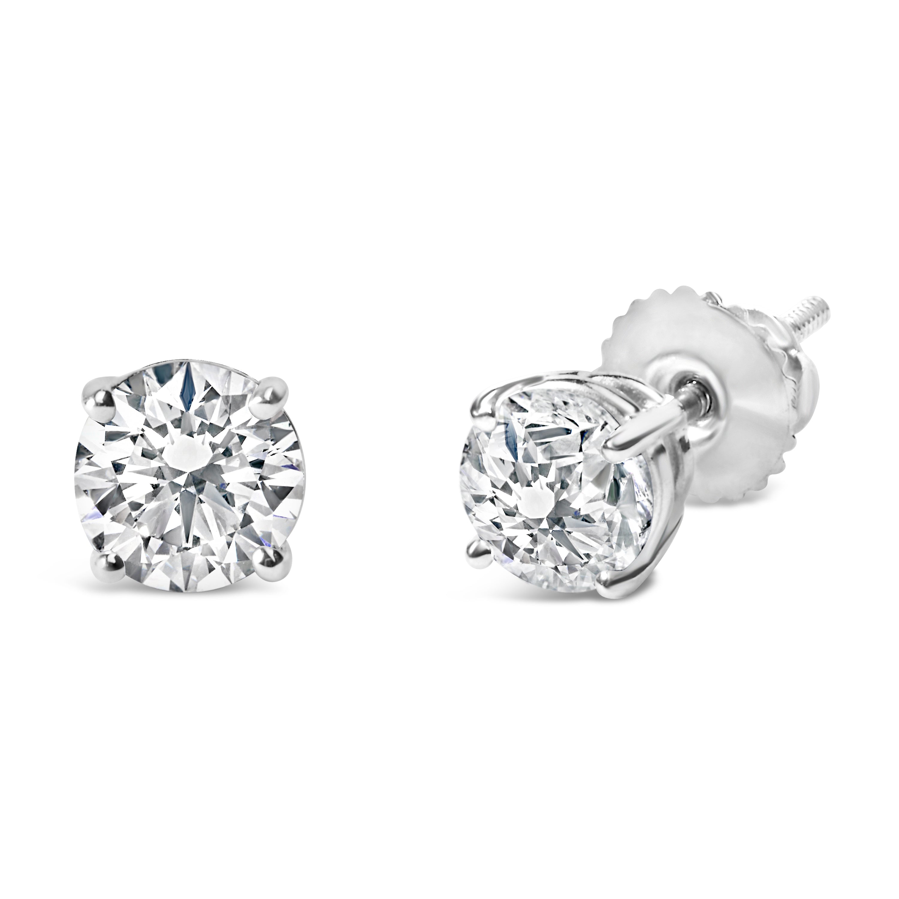 14K White Gold 3.0 Cttw Lab Grown Diamond Solitaire Stud Earrings