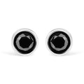 .925 Sterling Silver 4.00 Cttw Round Brilliant-Cut Black Diamond Bezel-Set Stud Earrings with Screw Backs (Fancy Color-Enhanced, I2-I3 Clarity)