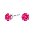 10K White Gold 1/2 Cttw Lab Created Round Brilliant Cut Pink Diamond Classic 4-Prong Solitaire Stud Earrings (Fancy Pink Color, VVS2-VS1 Clarity)
