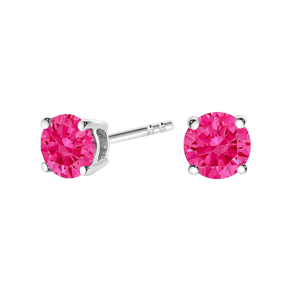 14K White Gold 1/2 Cttw Round Brilliant Cut Lab Grown Pink Diamond 4-Prong Classic Solitaire Earrings (Pink Color, VVS2-VS1 Clarity)
