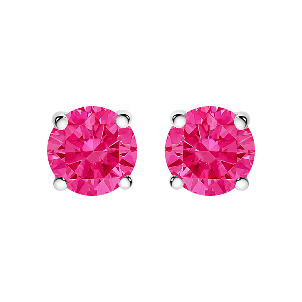 14K White Gold 1/2 Cttw Round Brilliant Cut Lab Grown Pink Diamond 4-Prong Classic Solitaire Earrings (Pink Color, VVS2-VS1 Clarity)