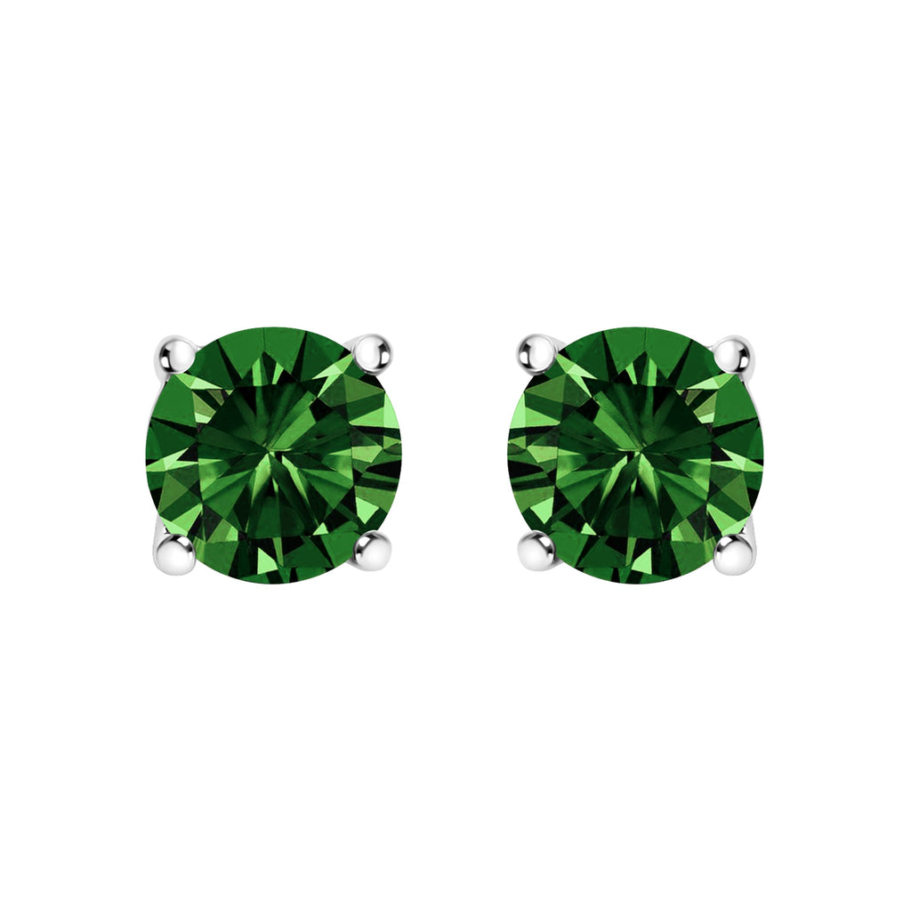 14K White Gold 1.0 Cttw Lab Grown Green Diamond Classic Solitaire Stud Earrings