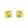 14K White Gold 1.0 Cttw Lab Grown Yellow Diamond Solitaire Stud Earrings (Yellow Color, VS2-SI1 Clarity)