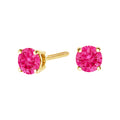 14K Yellow Gold 1.00 Cttw Round Brilliant Cut Lab Grown Pink Diamond 4-Prong Classic Solitaire Earrings (Pink Color, VVS2-VS1 Clarity)