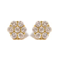 14K Yellow Gold 3.0 Cttw Diamond Floral Cluster Stud Earring