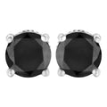 .925 Sterling Silver 2.00 Cttw Round Brilliant-Cut Black Diamond Classic 4-Prong Stud Earrings with Screw Backs (Fancy Color-Enhanced, I2-I3 Clarity)
