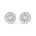 .925 Sterling Silver 1/4 Cttw Diamond Miracle Set Solitaire with Halo Stud Earrings