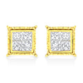 14K Yellow Gold 1 Cttw Princess Cut Diamond Square Stud Earrings