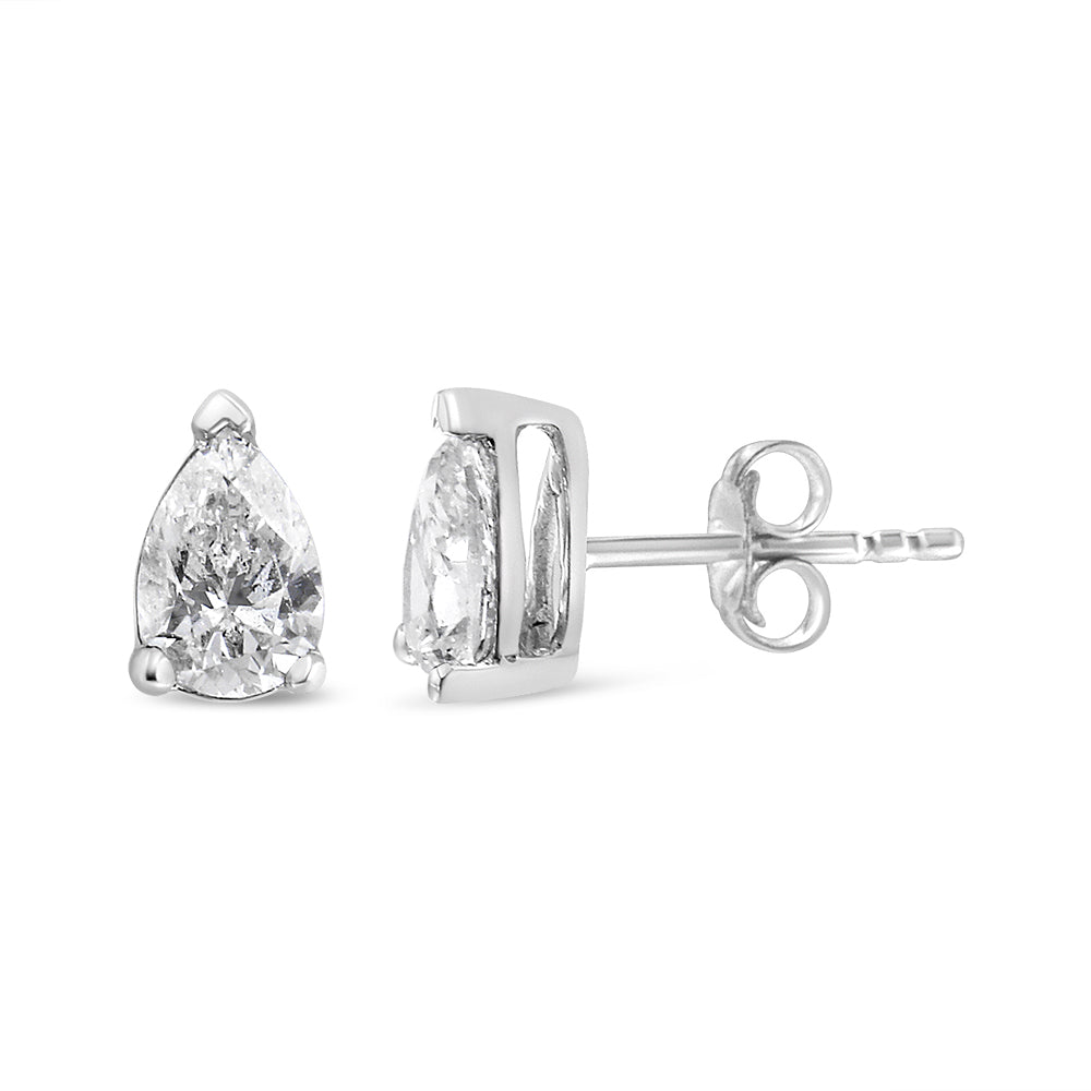 14K White Gold 1/2 Cttw Pear Shape Solitaire Lab Grown Diamond Stud Earrings (F-G Color, VS2-SI1 Clarity)