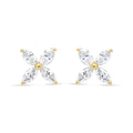 14K White Gold 1/2 Cttw Marquise Diamond 8 Stone Floral Leaf Stud Earrings (H-I Color, SI1-SI2 Clarity)