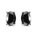 14K White Gold 3.00 Cttw Oval Cut Black Diamond Solitaire Stud Earrings (Black Color, I2-I3 Clarity)