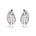 .925 Sterling Silver Diamond Accent Leaf Stud Earrings