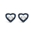 925 Sterling Silver 1/6 Cttw Diamond Open Double Heart Stud Earrings (I-J Color, I3 Clarity)