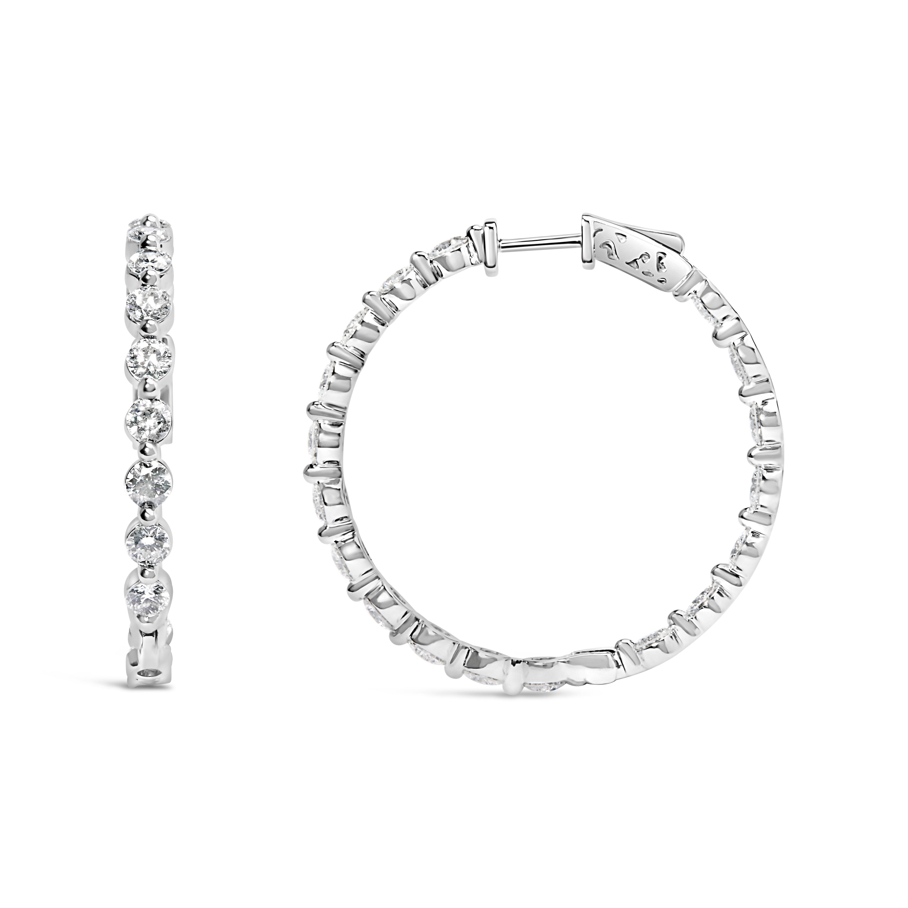 14K White Gold 5.00 Cttw Lab Grown Diamond Inside-Out Hoop Earring