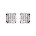 10K White Gold 3/4 Cttw Princess Diamond Composite Open Frame Stud Earrings (I-J Color, I1-I2 Clarity)