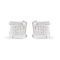 10K White Gold 1/2 Cttw Composite  Princess Diamond Square and Swirl Stud Earrings (I-J Color, I1-I2 Clarity)