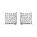 10K White Gold 3/4 Cttw Princess Diamond Composite Stud Earrings (I-J Color, I1-I2 Clarity)