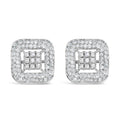 10K White Gold 1.00 Cttw Diamond Composite and Halo Stud Earrings (I-J Color, I1-I2 Clarity)