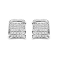 10K White Gold 1/2 Cttw Princess Cut Diamond Square Shaped Multi Stone Stud Earrings (H-I Color, SI1-SI2 Clarity)