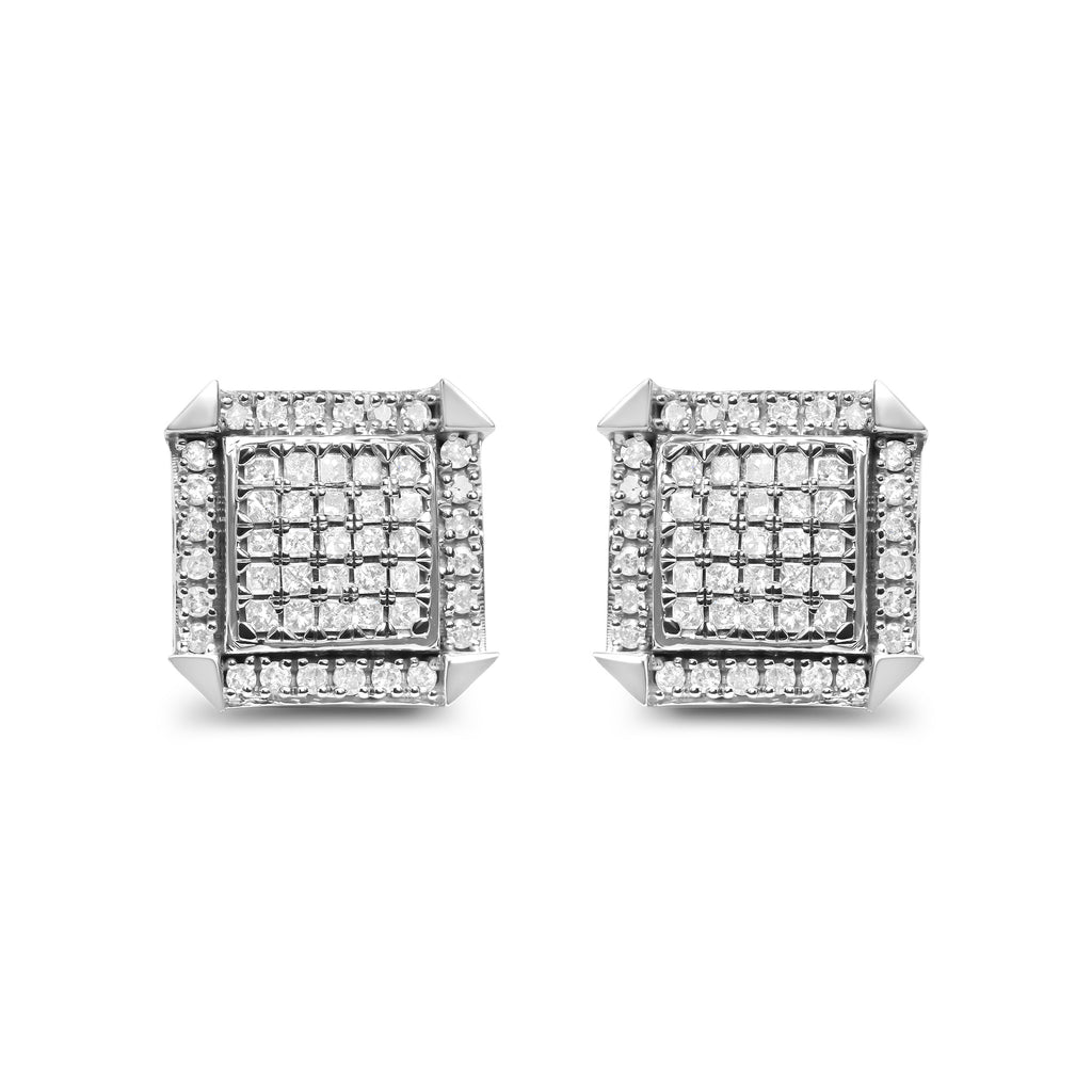 10K White Gold 1.0 Cttw Diamond  Composite with Halo Stud Earrings (H-I Color, I1-I2 Clarity)