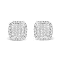 10K White Gold Invisible Set 1/2 Cttw Diamond Composite and Halo Stud Earrings (H-I Color, I1-I2 Clarity)