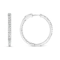 14K White Gold 1.0 Cttw Princess Diamond Inside Out Hoop Earrings (H-I Color, I1-I2 Clarity) - 23 MM
