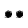 14K White Gold 2.00 Cttw Round Brilliant-Cut Black Diamond Classic 4-Prong Stud Earrings with Screw Backs (Fancy Color-Enhanced, I2-I3 Clarity)
