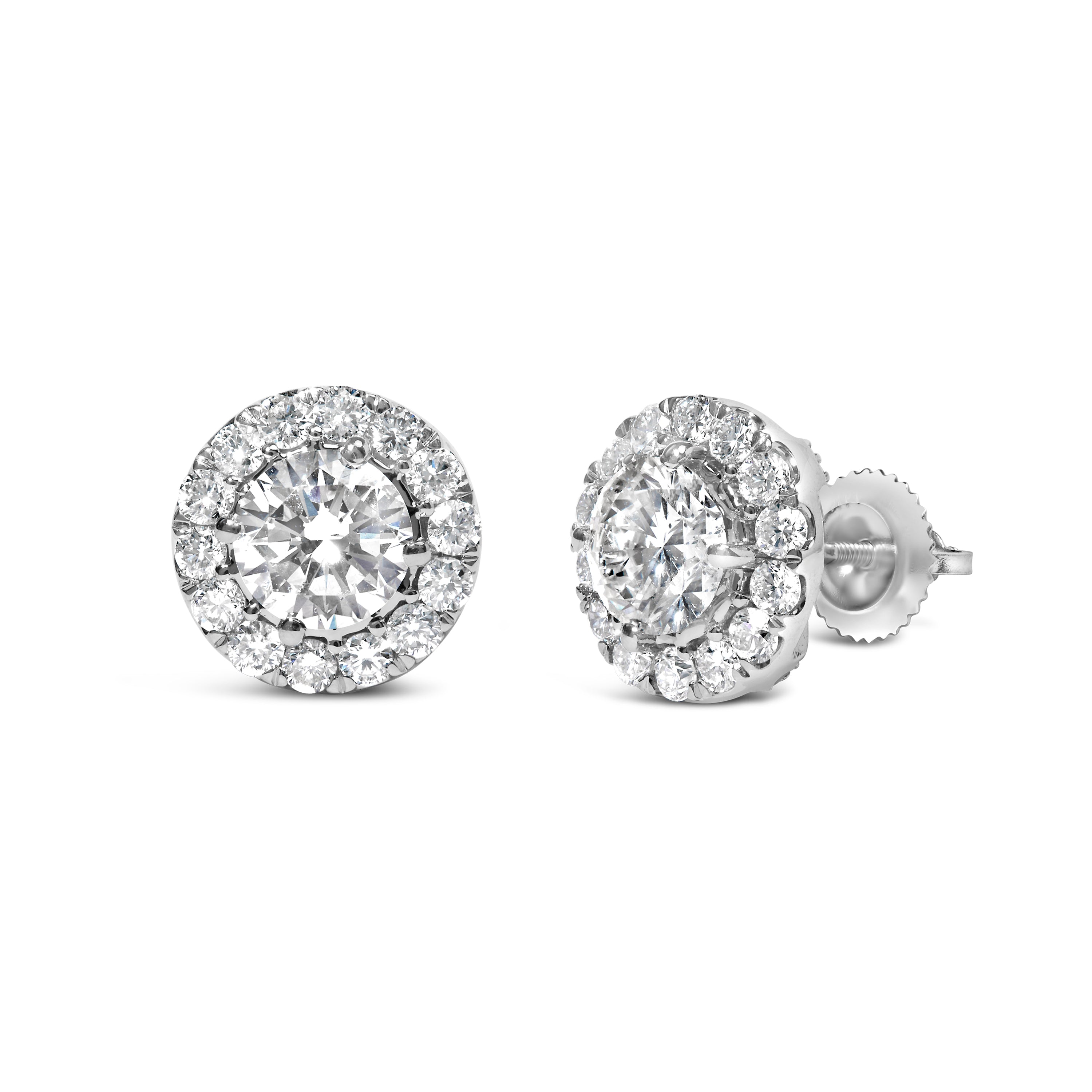 14K White Gold 3.0 Cttw Lab-Grown Diamond Hidden Halo Stud Earrings