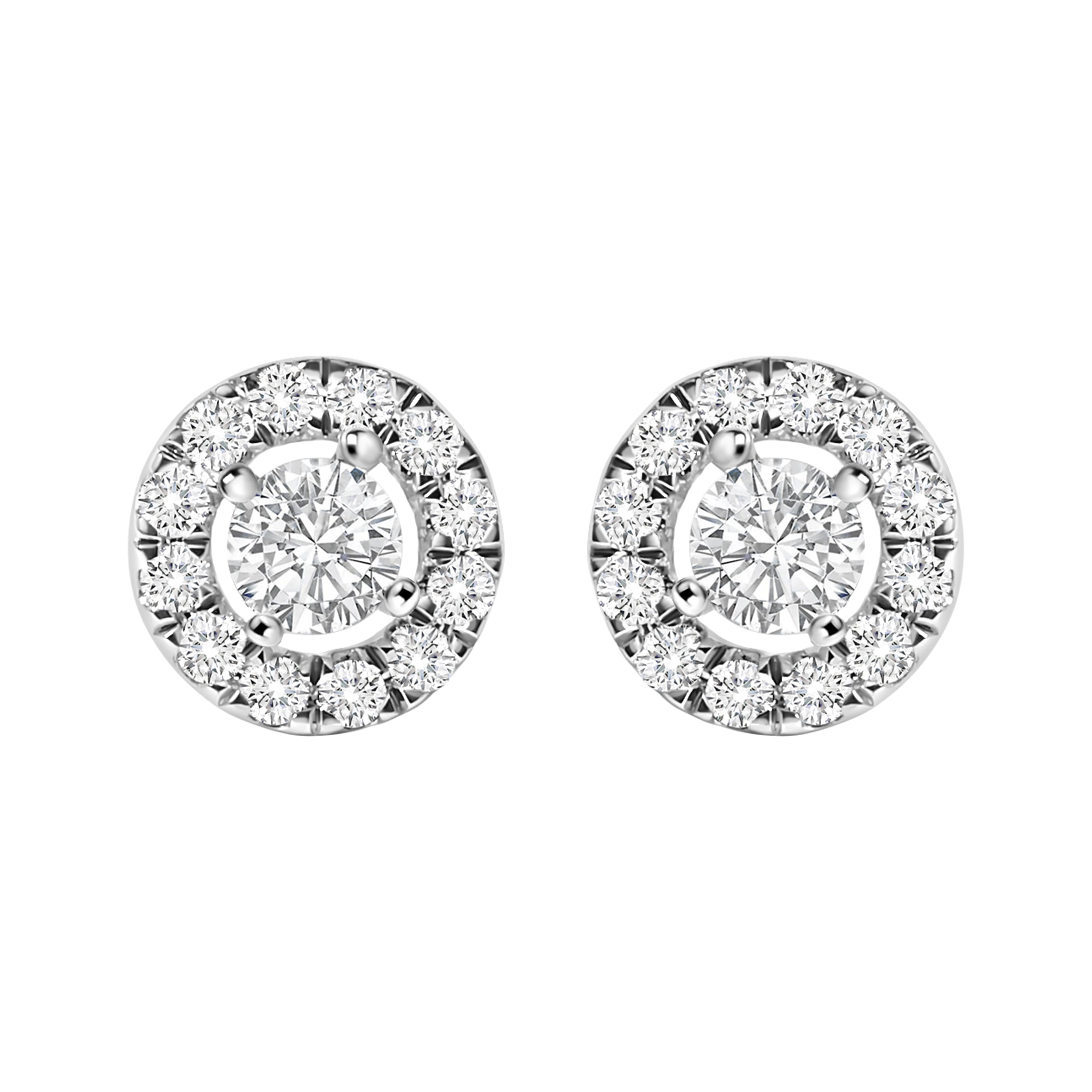 14K White Gold 3/4 Cttw Lab-Grown Diamond Floating Halo Stud Earring (F-G Color, VS1-VS2 Clarity)
