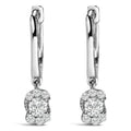 Sterling Silver 1/2 Cttw Lab Grown Diamond Floral Cluster Drop Earrings