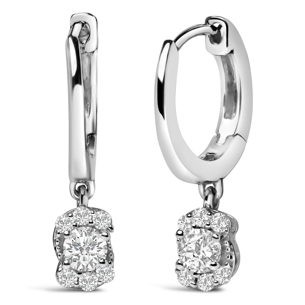 Sterling Silver 1/2 Cttw Lab Grown Diamond Floral Cluster Drop Earrings