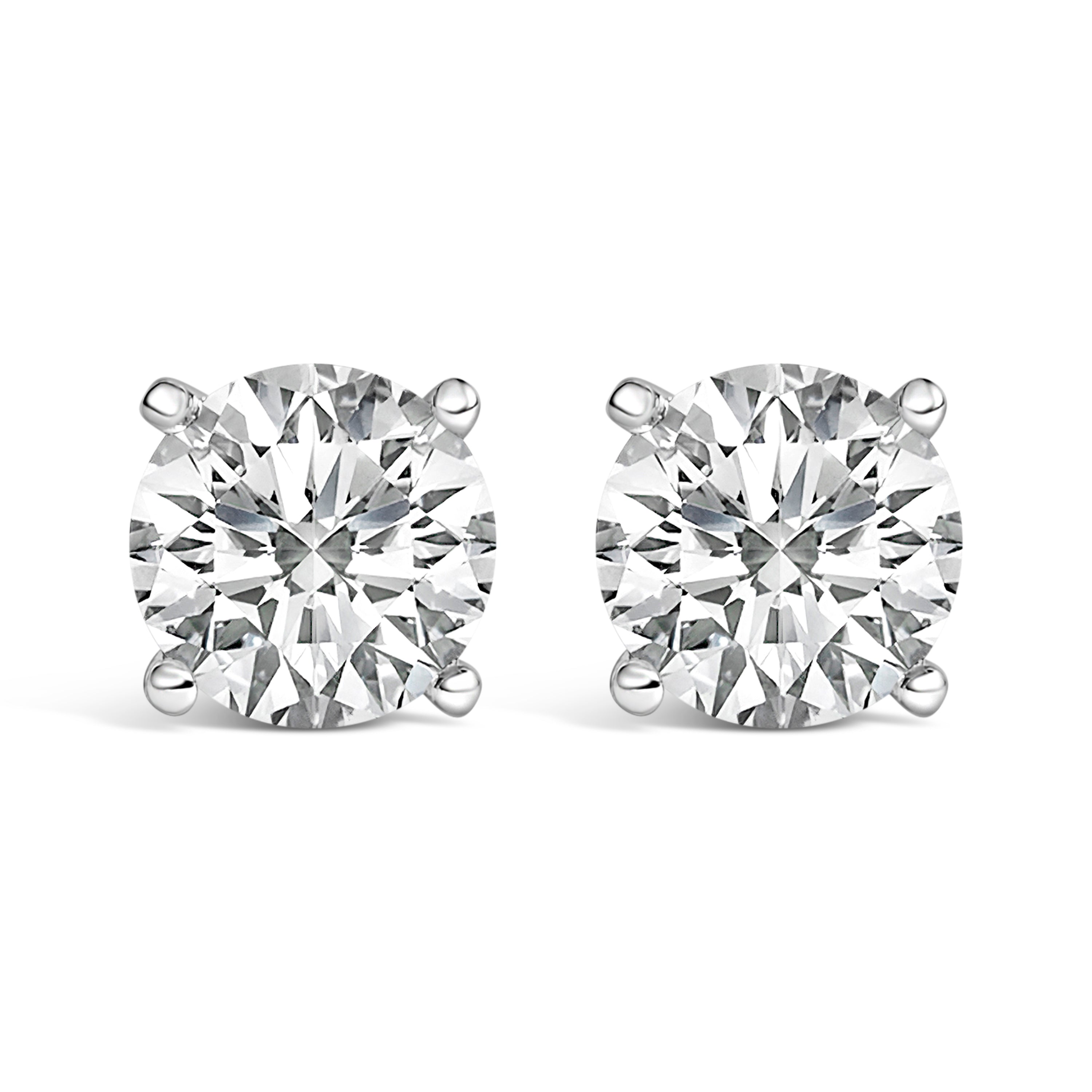 14K White Gold 2 1/2 Cttw Lab Grown Diamond Solitaire Stud Earrings