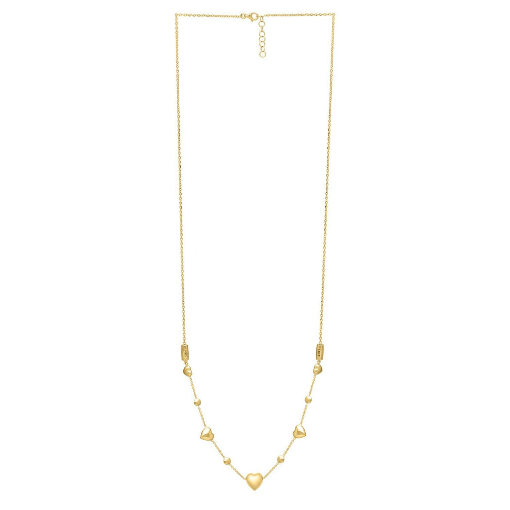 14k Yellow Gold Puff Heart Adjustable Necklace