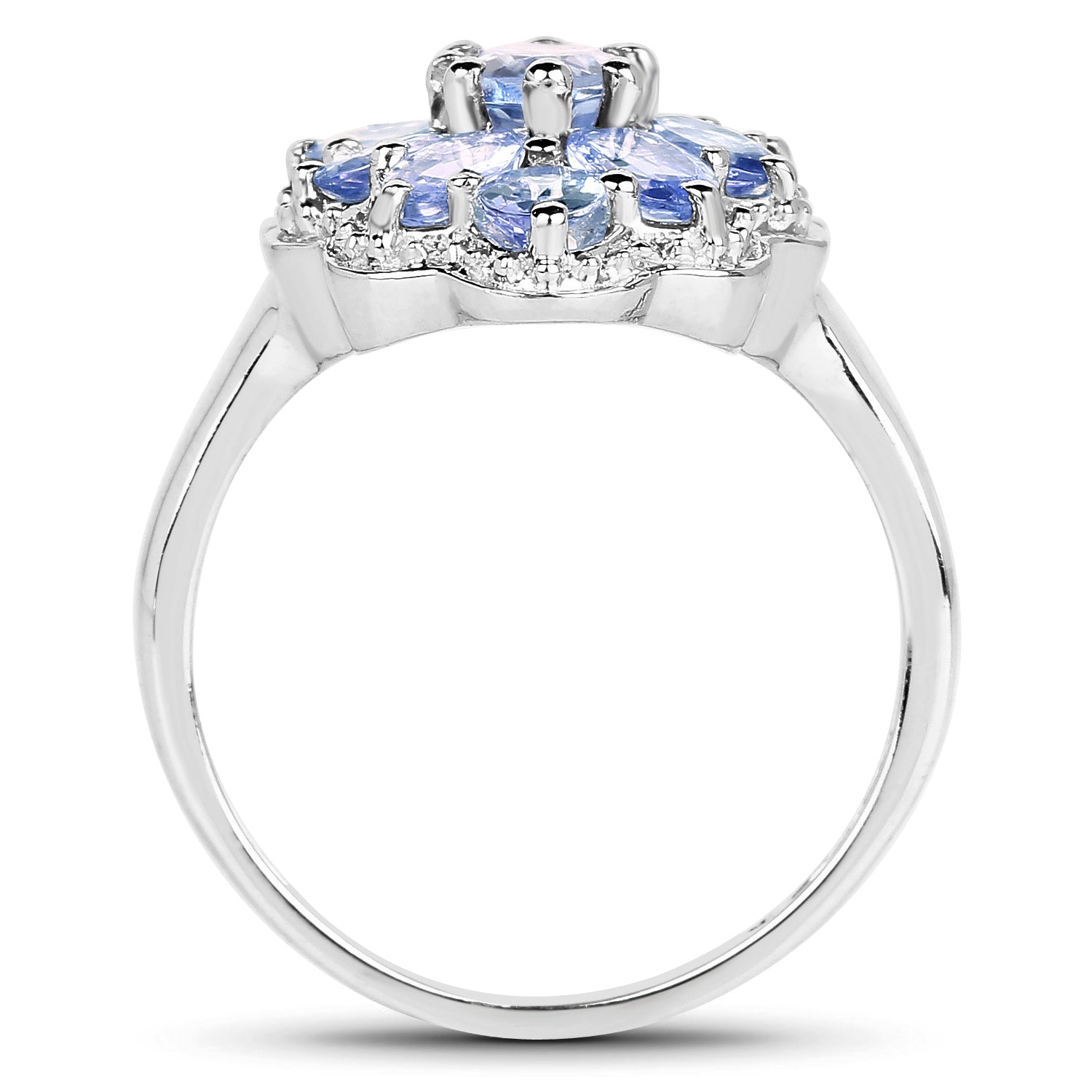 2.46 Carat Genuine Tanzanite .925 Sterling Silver Ring