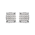 10K White Gold 3/4 Cttw Princess Diamond Composite Cushion Shape Stud Earrings (I-J Color, I1-I2 Clarity)