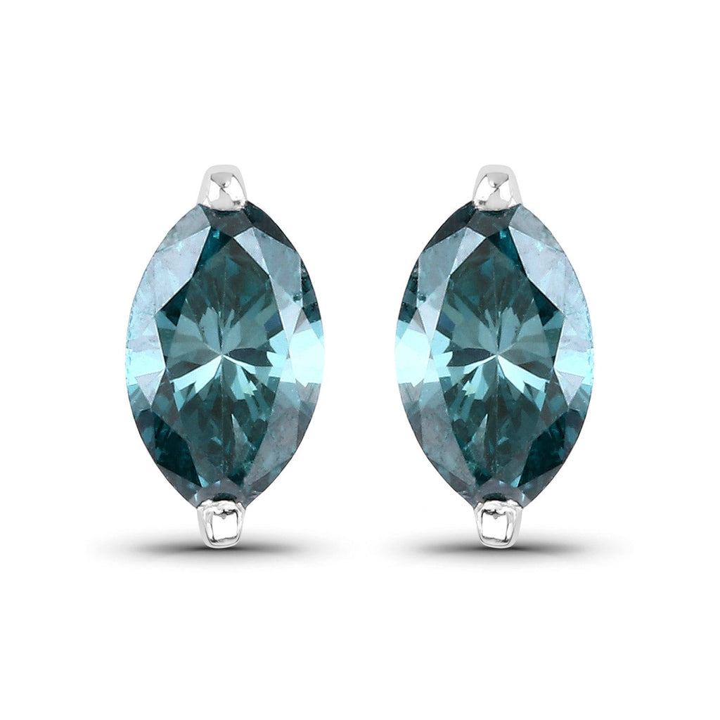0.69 Carat Genuine Blue Diamond 14K White Gold Earrings