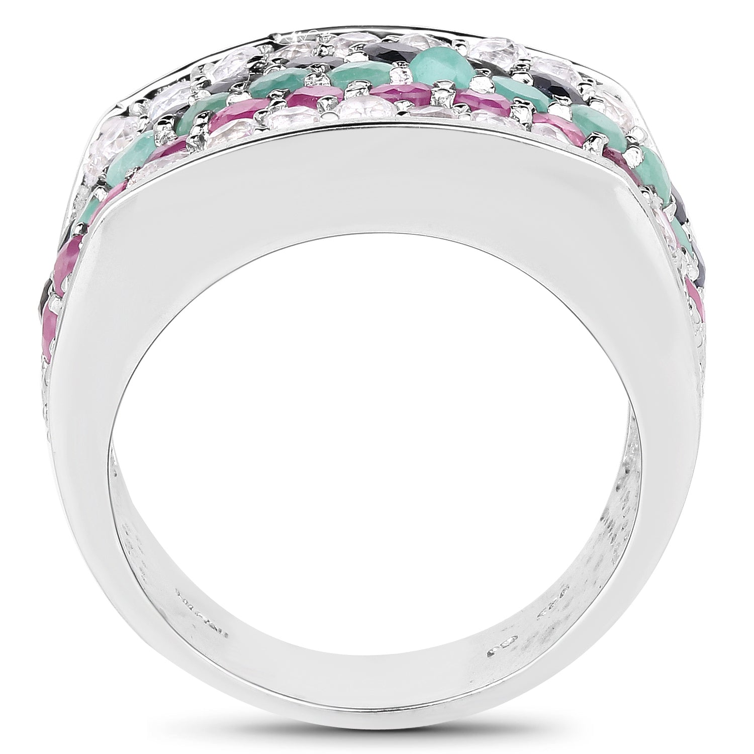 4.28 Carat Genuine Multi Stone .925 Sterling Silver Ring