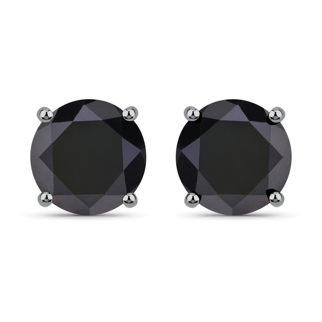 5.41 Carat Genuine Black Diamond 14K White Gold Earrings