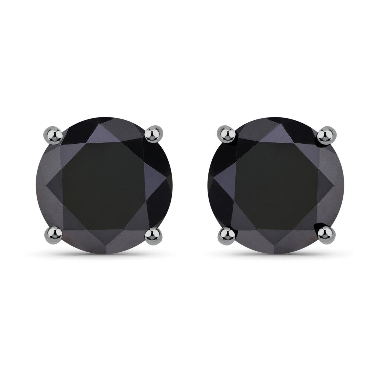 4.25 Carat Genuine Black Diamond 14K White Gold Earrings
