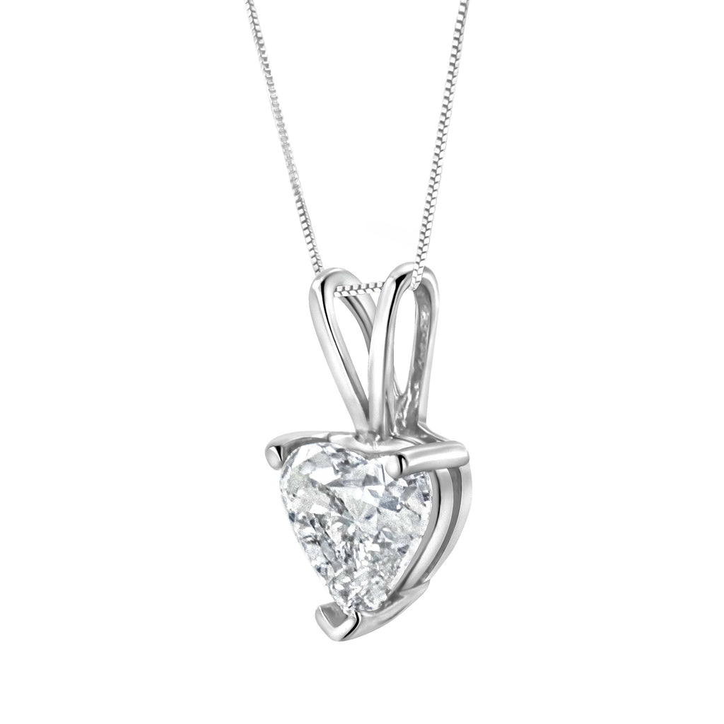 14K White Gold 3/8 Cttw Heart-Shaped Diamond Classic Solitaire 18" Pendant Necklace (H-I Color, VS2-SI1 Clarity)